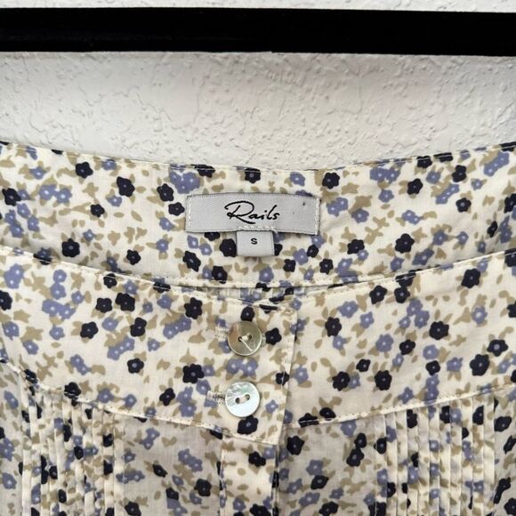 Rails Pippa Square Neck Puff Sleeve Tiered Mini Dress Watercolor Buds Size Small - Picture 6 of 10